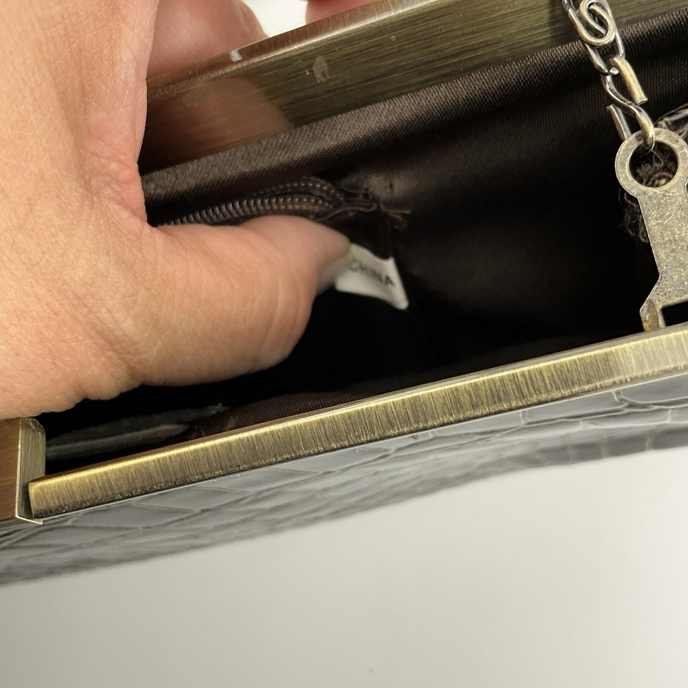 Jessica McClintock Vintage Clutch Patent Leather Crossbody Purse Retro 80s 11 in - Picture 7 of 16
